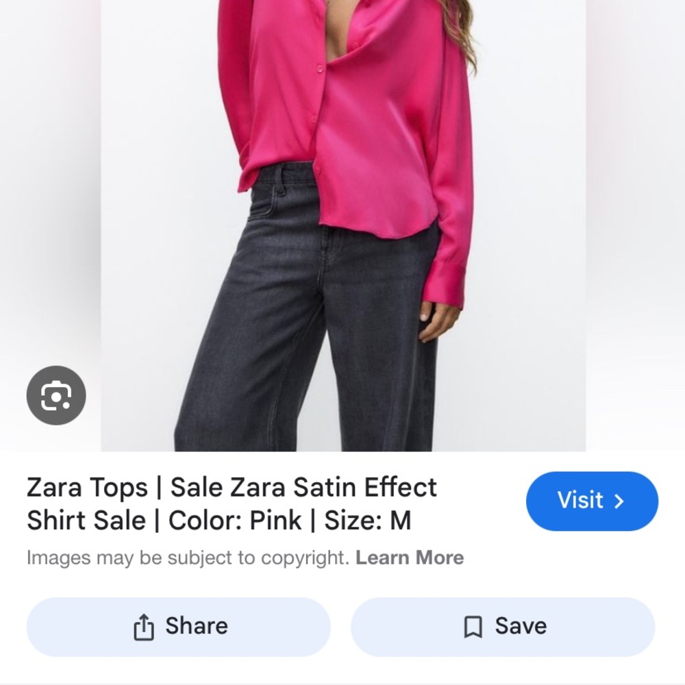 Zara Women's Pink Satin Effect Shirt